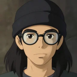young jock portrait, long hair black, beanie, no beard, brown eyes, tan skin, thick rim glasses, art by studio ghibli and greg rutkowski and artgerm and ilya kuvshinov, portrait, d & d, fantasy, highly detailed, digital painting, headshot, trending on artstation, concept art, sharp focus, illustration
