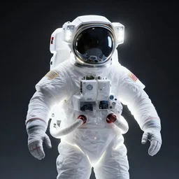 an astronaut, third - person view, white balance, hyperdimensional, 8 k, rim lighting, led, lumen global illumination, opaque, glowing, rubber, ray tracing reflections