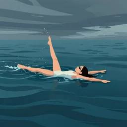 swimming in a sea of incredible joy, a simple textured vector based illustration, critical detail, contrasting colors, sharp focus, atmospheric dreamscape painting, wlop by ( tatsuro kiuchi )