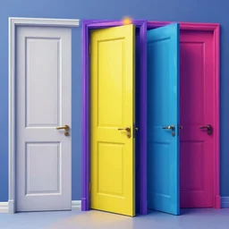 Partially open multicolor doors to another dimension, trending on artstation, digital art, 8K