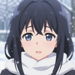 isekai hyper cute manga anime girl crying in snow den, simplified smooth stylized and symmetrical face, detailed eyelashes, depth focus, chromatic aberration, noise, soft lighting, srgb, 4 k, cinematic rembrant kuvshinov ross tran craig mullins leyendecker wlop guweiz
