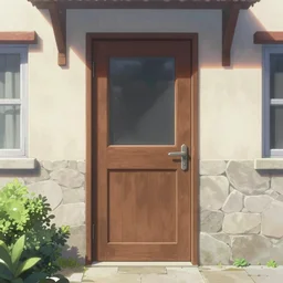 the door to an apartment as seen from outside, detailed anime style