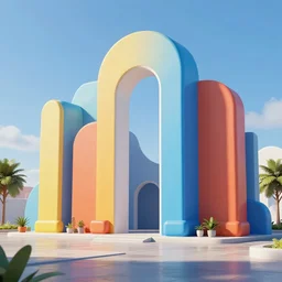 archviz, 4 k unreal engine, octane render, brightly painted, volumetric lighting, inspired by mayan and islamic architecture, dramatically lit, massive great temple sunbeams and shadows volumetric lighting.
