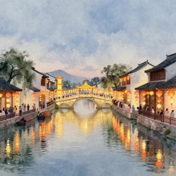 grand river lantern festival, chinese watercolor style, trending on artstation, global illumination, radiant light, art by wlop and greg rutkowski, detailed and intricate environment, 8 k