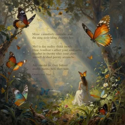 surreal detailed painting, lyrics, description, topic butterfly fairies