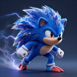 ultra realistic illustration, full body, motion blur, ( ( ( a fantasy blue hedgehog made of lightning and thunder with fur and lightning glow ) ) ), intricate, highly detailed, digital painting, concept art, smooth, sharp focus, houdini, fluid simulation, particle, octane render, unreal engine, trending on artstation