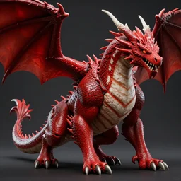 Crimson red dragon bear with white stripes, Monster Hunter, CAPCOM, HD, trending on artstation, D&D, Dark Fantasy, Epic Fantasy, Dragon's Dogma, unreal engine, octane render, hyper detailed, cinematic lighting, vivid colors
