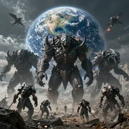 An apocalyptic scenario where the earth is being attacked by titans