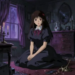 digital art pastel goth aesthetic, smooth, messy room, high contrast, vaporwave, highly detailed, hayao miyazaki