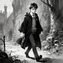 harry potter walking dead game telltale, gigachad black and white trending on artstation, painted by greg rutkowski