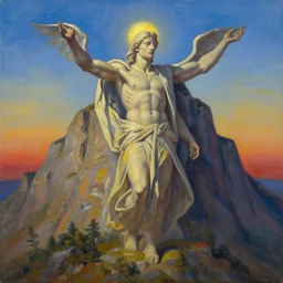 mount olympus, oil and acrylic on canvas, surrealism, high detail