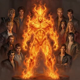 A digital painting of a fire genassi man, fire demon, centered composition, by Stanley Artgerm Lau, frank frazetta, Rossdraws, James Jean, gerald brom, Andrei Riabovitchev, Marc Simonetti, trending on artstation