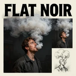 Flatulence Noir, gassy movie poster painting by Grant Wood, 3D rendering by Beeple, sketch by R. Crumb