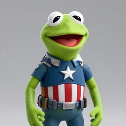 Kermit the Frog is Captain America hyperdetailed, artstation, cgsociety, 8k