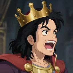profile view!! macro head portrait of medieval yelling king michael jackson, artstation, detailed cartoon, elegant, digital painting, concept art, smooth, sharp focus, illustration, ghibli, makoto shinkai, don bluth, fujita goro, jean giraud, akihiko yoshida, tom whalen 8 k