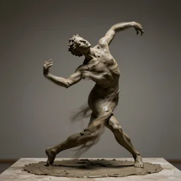a dancer made of wet clay, motion blur, cinematic light, made by michelangelo,