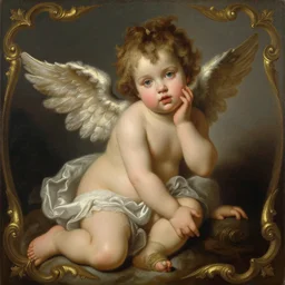 baroque rococo painting of a cherub portrait greg hildebrandt lisa frank high detail