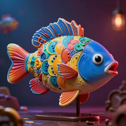 colorful and festive captivating fish with chocolate. rich vivid colors, ambient lighting, dynamic lighting, 4 k, atmospheric lighting, painted, intricate, highly detailed by charlie bowater