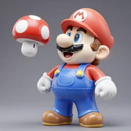 a massive porcelain sculpture in a rainbow dream of super mario spewing mushrooms from his mouth