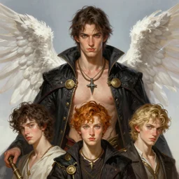 beautiful casual bold angelic male warlock portrait, highly detailed, digital painting, artstation, sharp focus, illustration, art by tan zi and ayanamikodon and alphonse mucha and wlop