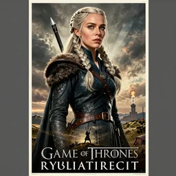 sansa stark on northern recruitment poster, wwii propaganda style, game of thrones, high detail