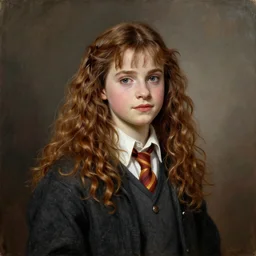 Painting of Hermione Granger by William Adolphe Bouguereau. Extremely detailed. 4K. Award winning.
