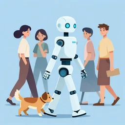 a robot walking a dog. clean cel shaded vector art. shutterstock. behance hd by lois van baarle, artgerm, helen huang, by makoto shinkai and ilya kuvshinov, rossdraws, illustration, art by ilya kuvshinov