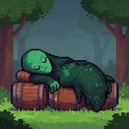 cthulhu sleeping in a winery, pixel art