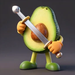 ultra - realistic avocado with avocado hands holding avocado sword and avocado legs