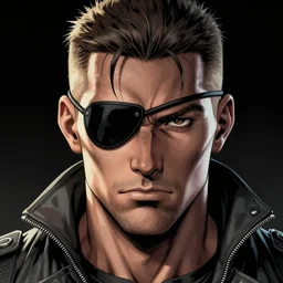 portrait of Solid Snake from Metal Gear Solid, eye patch, digital art, highly detailed, comic book illustration, by John Kirby