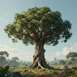 tree of life fluctuating in mid air, dept of field, cinematic, octane render