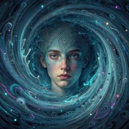 face of a magician inside vortex fractal rivers of dissipative chaos, neon ink accents, realistic textured, fantasy, song of the sea style, celtic folk art, by brandon woelfel, avetetsuya studios, alexandra fomina artstation, by makoto shinkai and leyendecker digital 2 d, matte painting