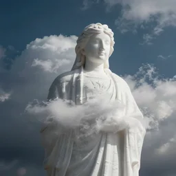 white cloud in the form of a statue