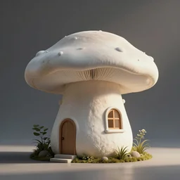 a house shaped like a mushroom. professional architectural photo.