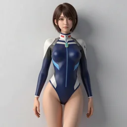 a woman in a bodysuit leaning against a wall, a 3D render by Tsubasa Nakai, featured on cg society, photorealism, daz3d, rendered in cinema4d, zbrush
