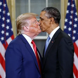 donald trump and obama kissing