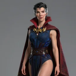 female dr strange, au naturel, hyper detailed, digital art, trending in artstation, cinematic lighting, studio quality, smooth render, unreal engine 5 rendered, octane rendered, art style by klimt and nixeu and ian sprigger and wlop and krenz cushart
