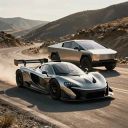 1970s McLaren P1 racing a Tesla cyber truck on the California Ochoa