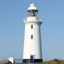 photorealistic picture of a lighthouse with queen elizabeth 2 head on the top