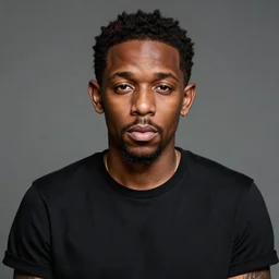 portrait of kendrick lamar in t - shirt in the style of vincent van gogh, colorful, artistic, vibrant, high fashion, art