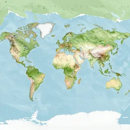 A fiction map of a world with multiple elements