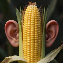hyperrealistic dslr film still of corn on the cob with 2 realistic human ears, stunning 8 k octane comprehensive 3 d render, inspired by istvan sandorfi & greg rutkowski & unreal engine, perfect symmetry, dim volumetric cinematic lighting, extremely hyper - detailed, incredibly real lifelike attributes & flesh texture, intricate, masterpiece, artstation, stunning