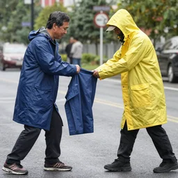 i mean, i didn't just see a middle - aged man try to steal a four real raincoat, did i?