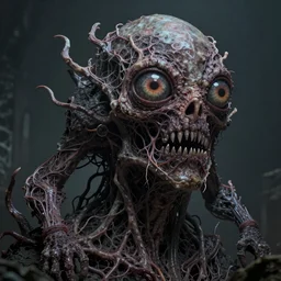 eldritch 4D monster, full of veins and eyes, Hyper realistic, photorealistic, concept art, horror, eldritch, 8K, concept art, DSLR, filmic, HDR, hyperrealism, Unreal Engine, volumetric lighting, Darkart