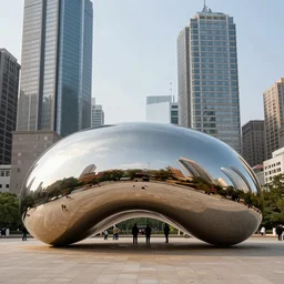 a giant 1 0 0 meter bean in the middle of a city