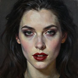 close up face of a beautiful female portrait, Vampire, oil on canvas, mandy jurgens, artgerm, norman rockwell, craig mulins, noah bradey, trending on pxiv,
