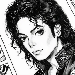 pencil manga michael jackson head macro portrait manga random angle, by masamune shirow