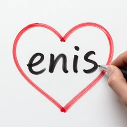 the word enis is writeen on a heart