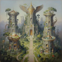 intricate five dream land uptopia, oil on canvas, hdr, high detail, photo realistic, hyperrealism, surrealism, cinematic, matte finish, high contrast, 3 d depth, centered, masterpiece, vivid and vibrant colors, enhanced light effect, enhanced eye detail, artstationhd
