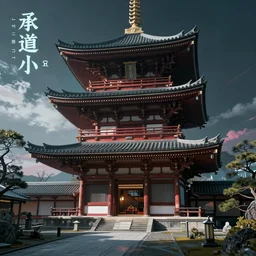 japanese architecture fused with cyberpunk style, futuristic, vaporwave